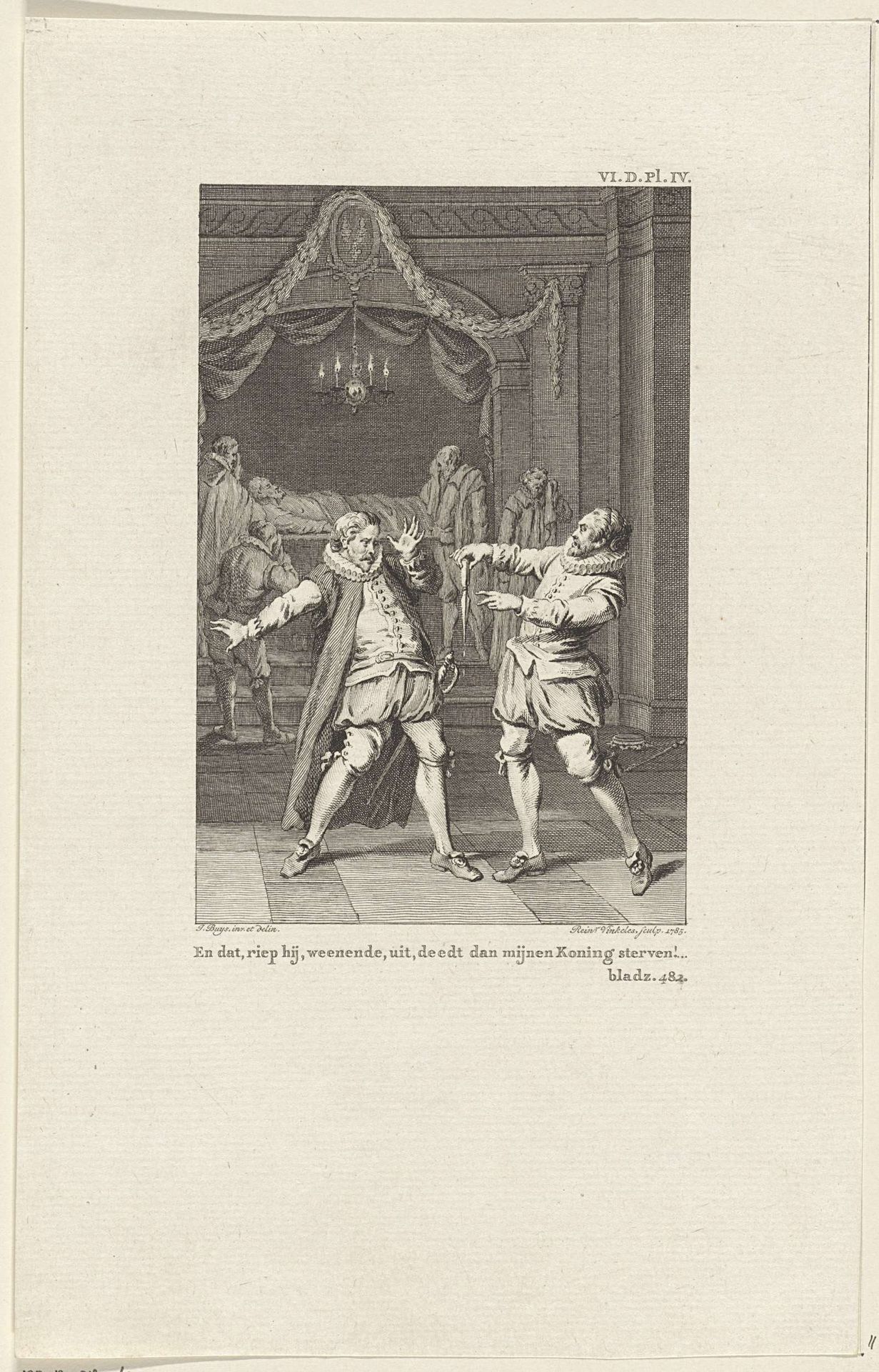 Hertog van Sully bij het lijk van Hendrik IV by Reinier Vinkeles