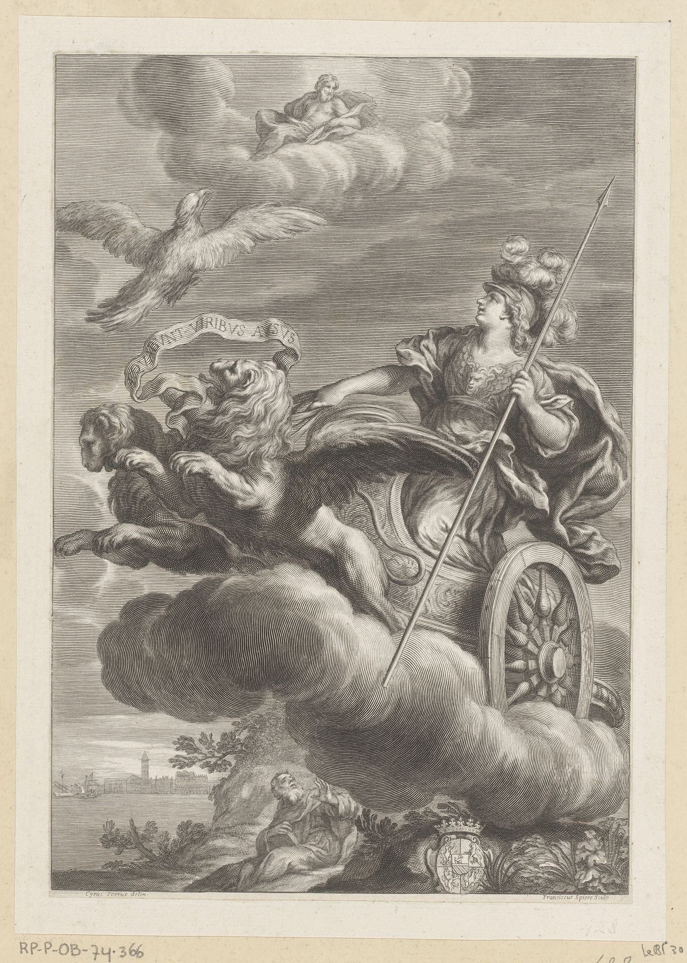 Minerva op haar strijdwagen by François Spierre
