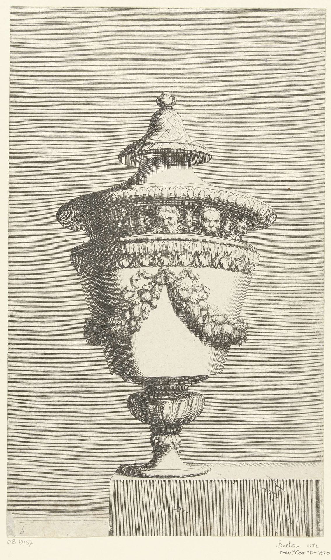 Vaas met deksel op een stuk steen by Nicolas Robert