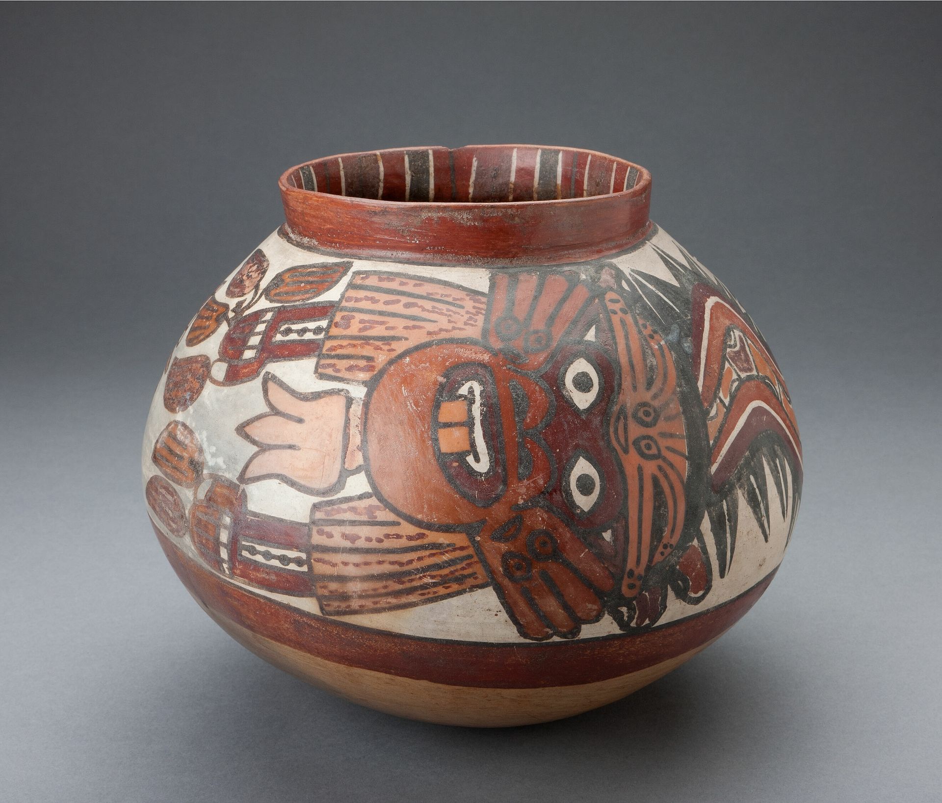 Jar Depicting a Costumed Ritual Performer Holding Plants by Nazca
