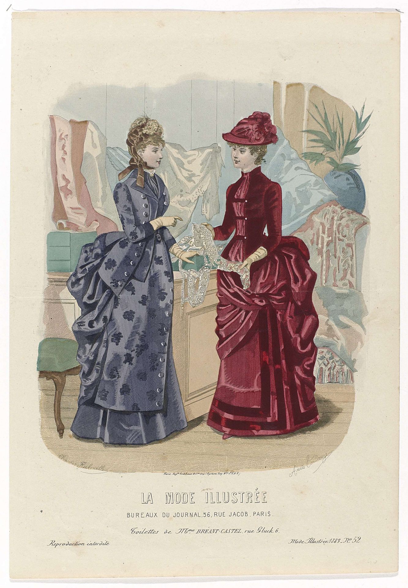 La Mode Illustrée, 1883, No. 52 : Toilettes de Mme Bréant-Castel (...) by Charles Rabouille