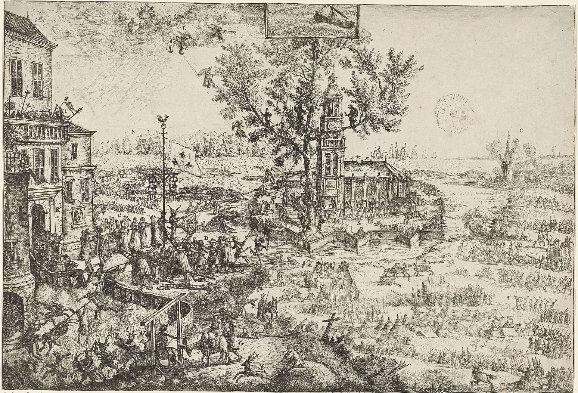 Aanval op de vesting van Oranje en de Kerk Gods, 1672 by Jacob de L'Ambre
