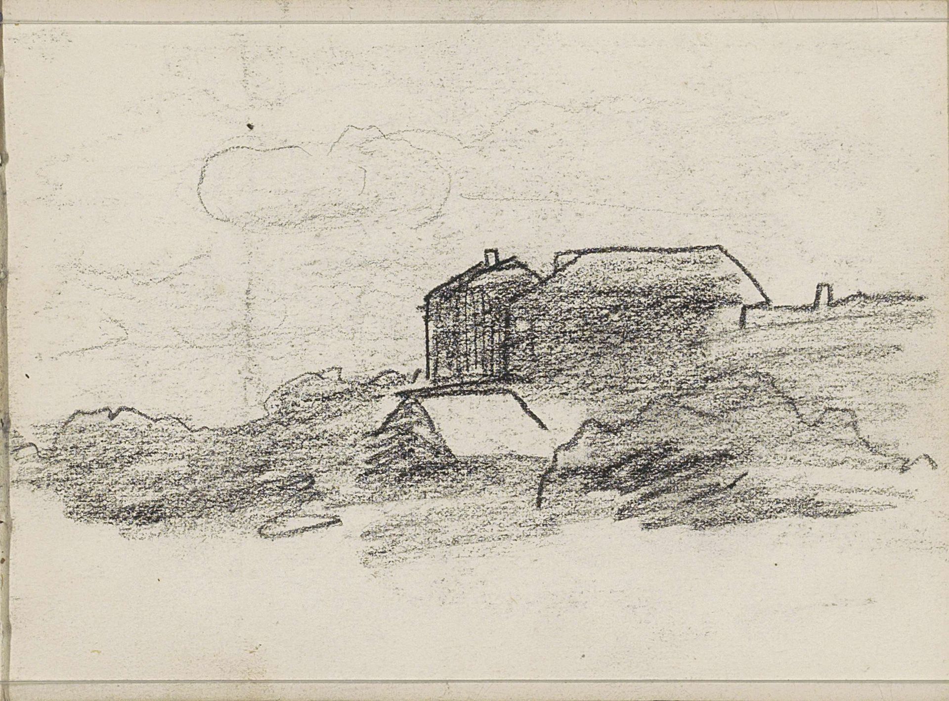 Landschap met huizen by Anton Mauve