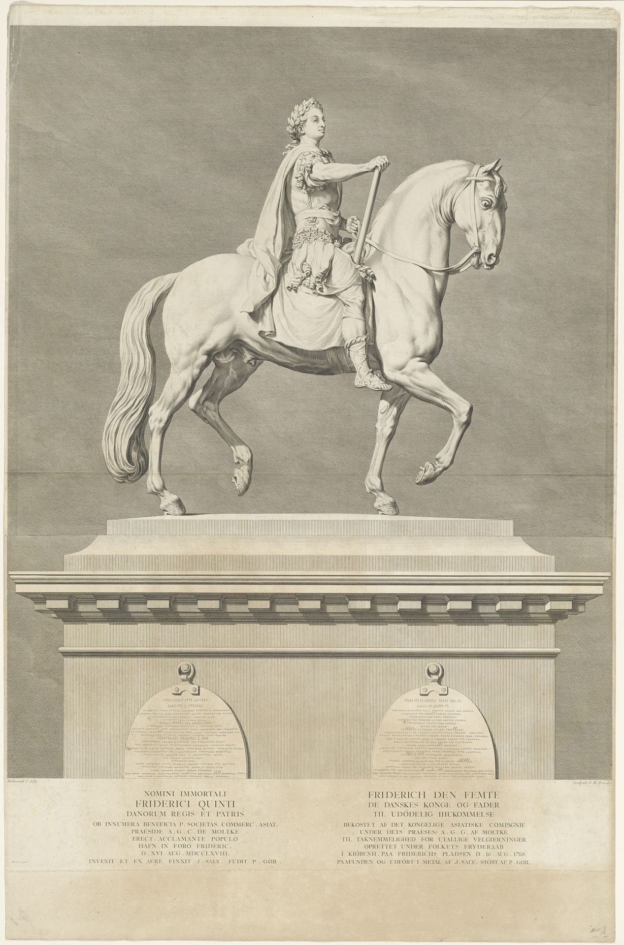 Ruiterstandbeeld van Frederik V van Denemarken by Johann Martin Preissler