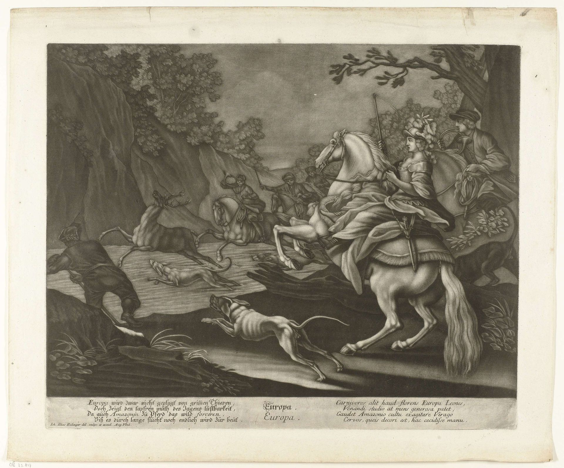 Hertenjacht by Johann Elias Ridinger