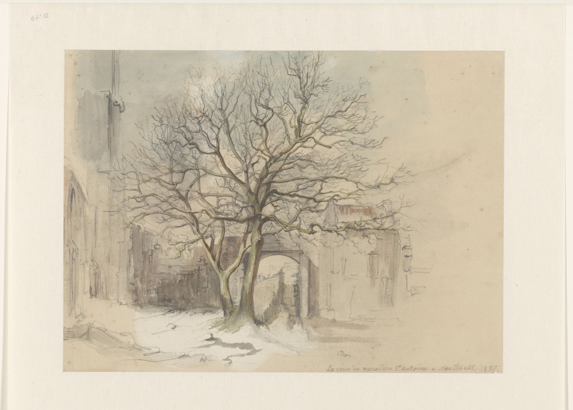 Hof van het Sint Antoniusklooster te Maastricht, in de winter by Alexander Schaepkens