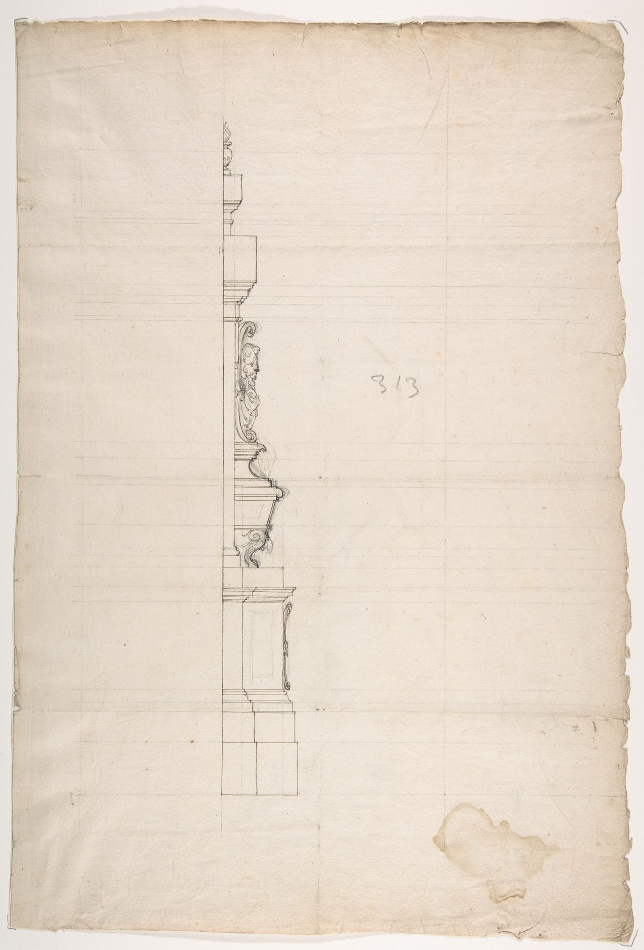 Profile of a Design for a Tomb with a Male Bust by Anonymous