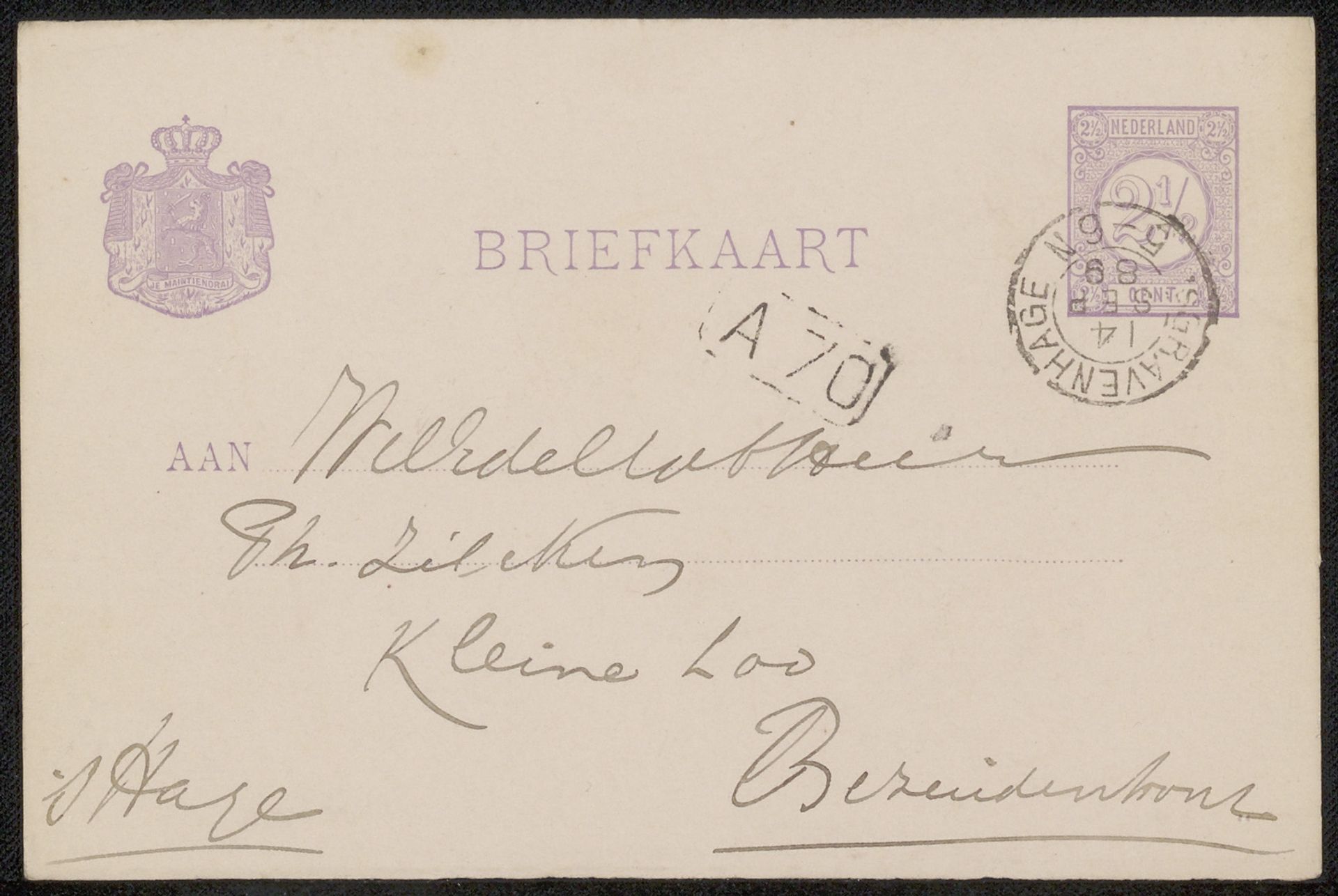 Briefkaart aan Philip Zilcken by Adriaan Pit