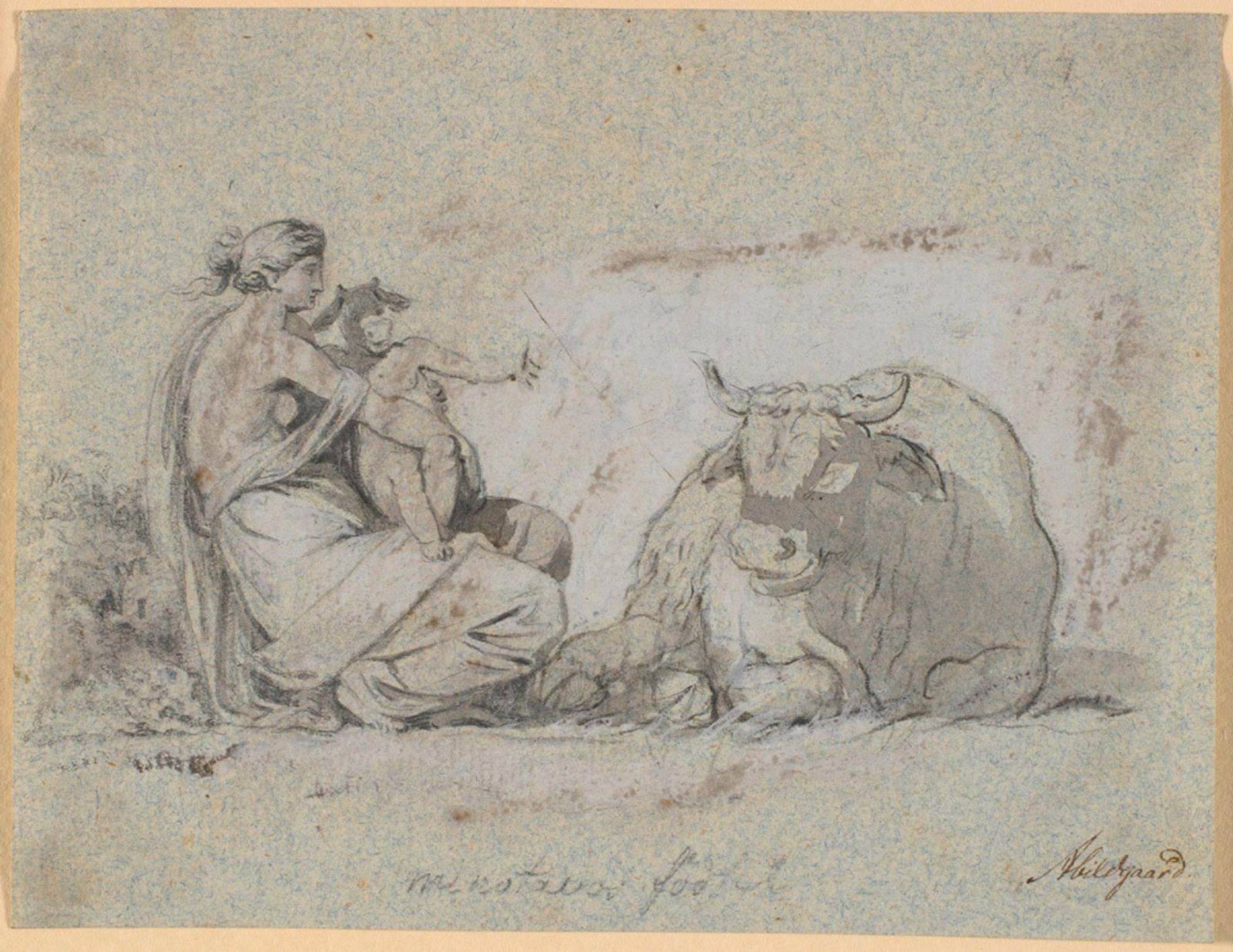 Pasiphaë med den lille Minotauros by Nicolai Abildgaard