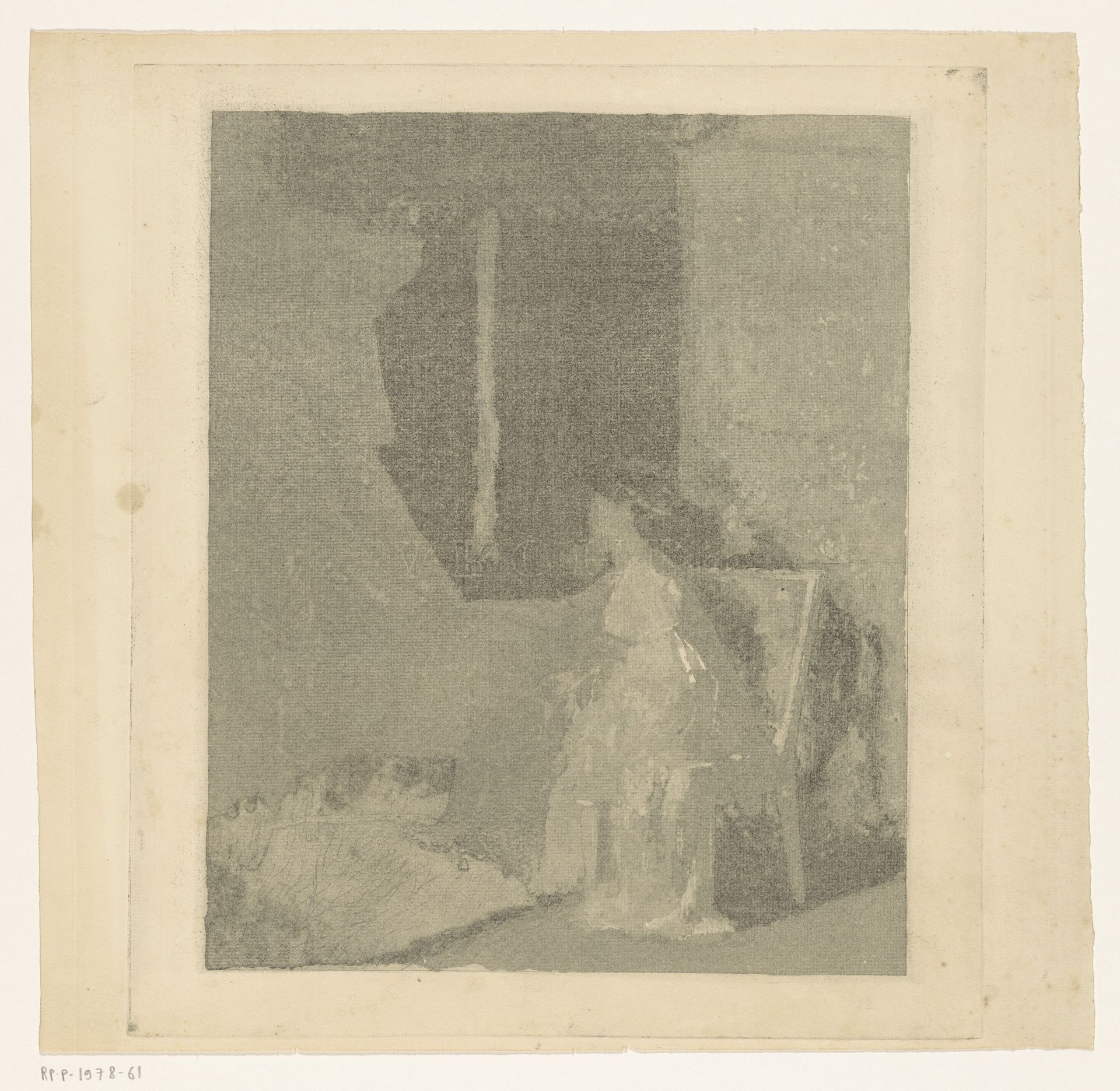 Vrouw die op een stoel naast een wieg zit by Albert Roelofs