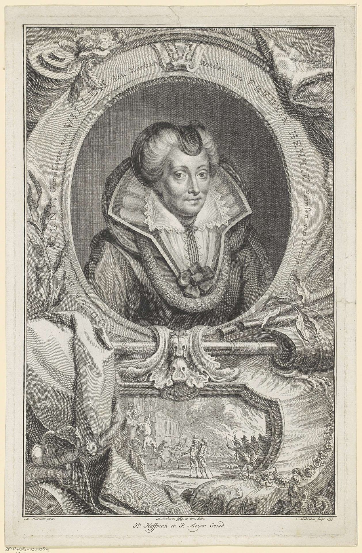 Portret van Louise de Coligny by Jacob Houbraken