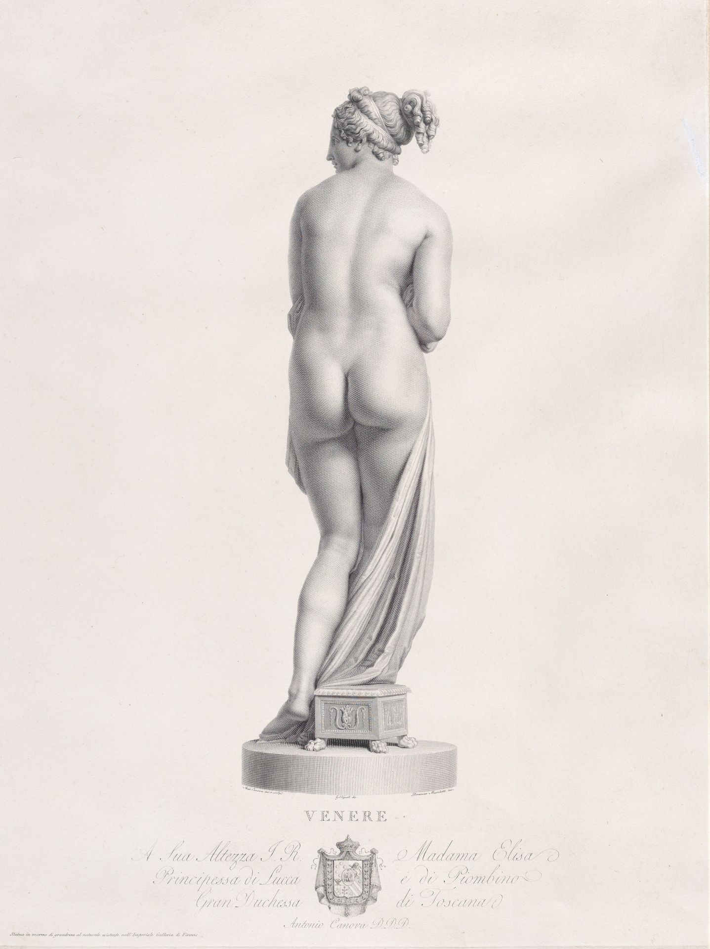 Venus, back view, from "Oeuvre de Canova: Recueil de Statues..." by Domenico Marchetti