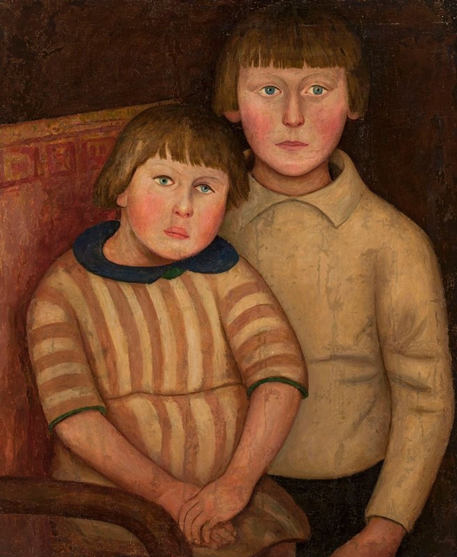 Portrait of two children by Tadeusz Makowski