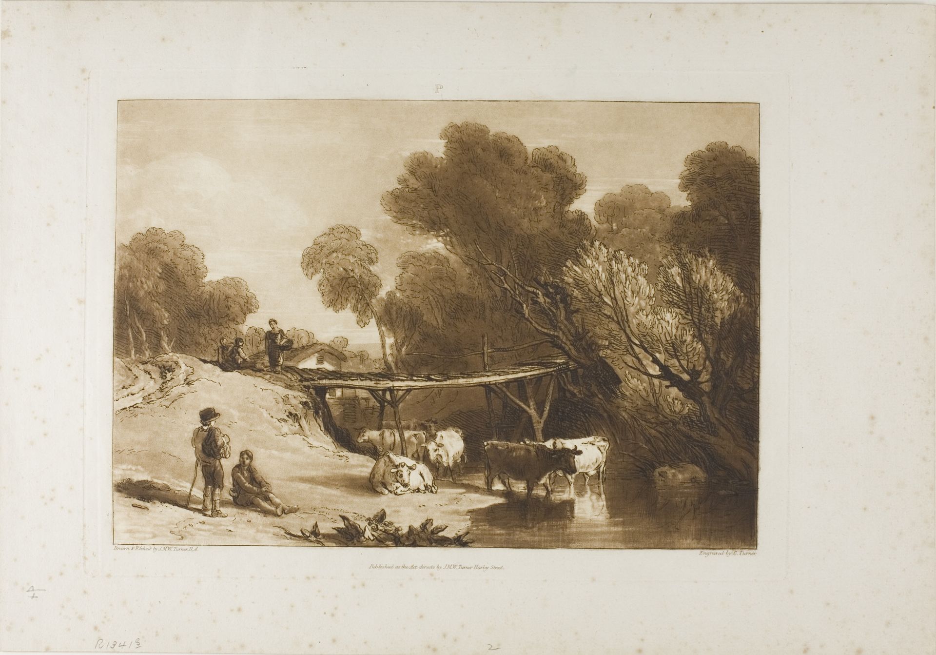 Bridge and Cows, plate 2 from Liber Studiorum by Joseph Mallord William Turner