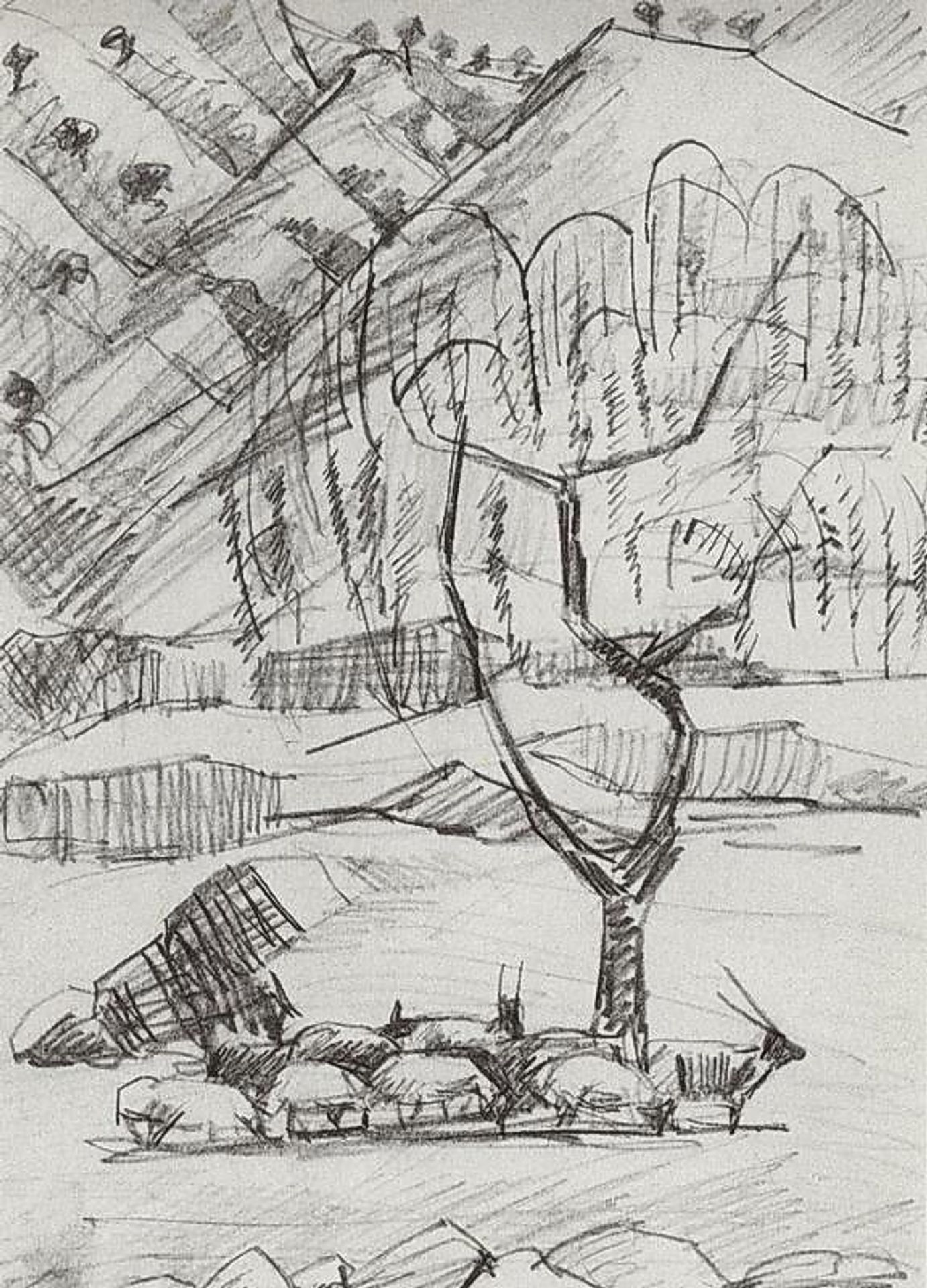 Willow tree and herd by Martiros Sarian