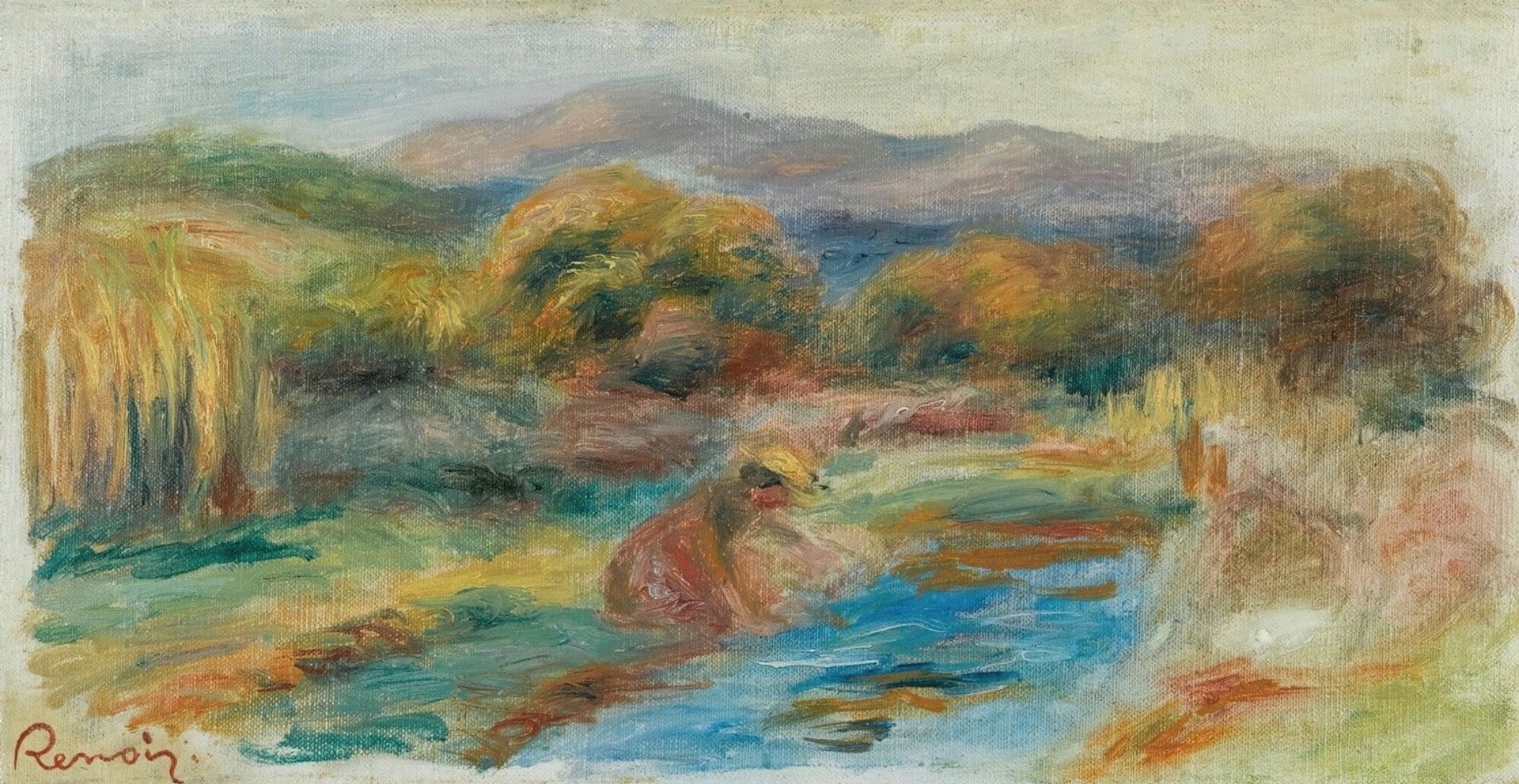 Laveuse Dans Un Paysage by Pierre-Auguste Renoir