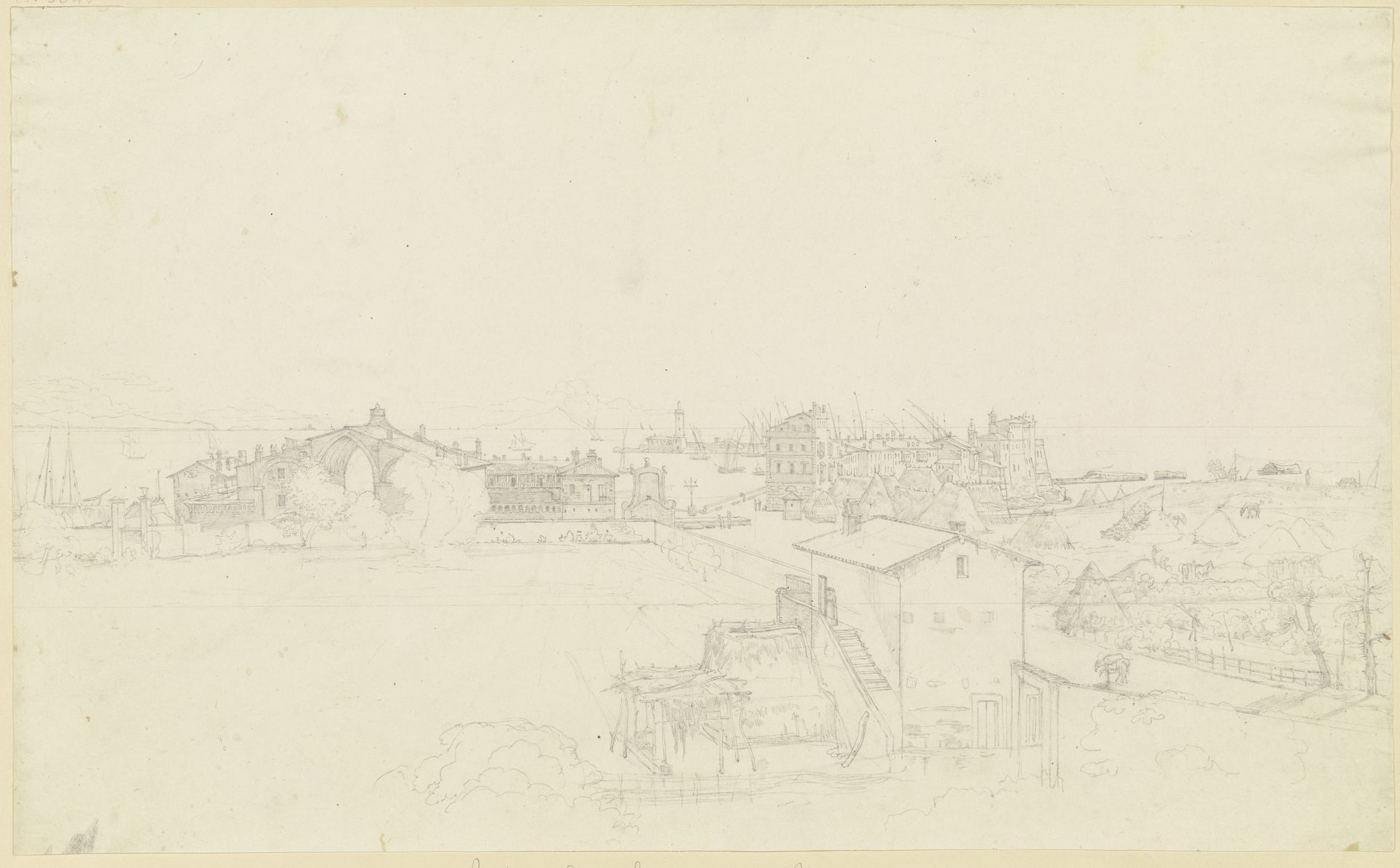 Ansicht von Porto d'Anzio, der Geburtsstadt von Kaiser Nero by Theodor Pelissier