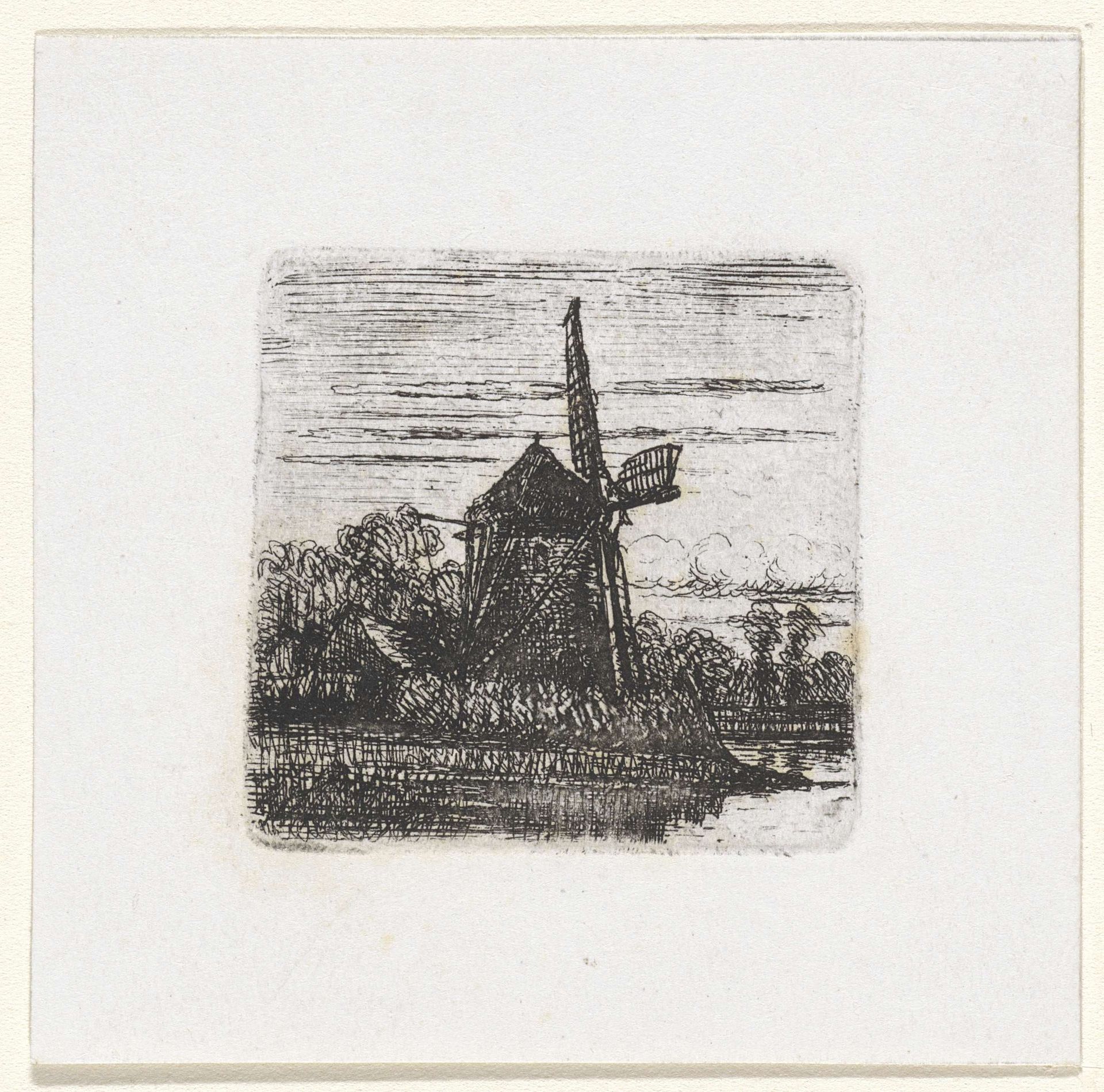 Landschap met molen by Frederik Hendrik Weissenbruch