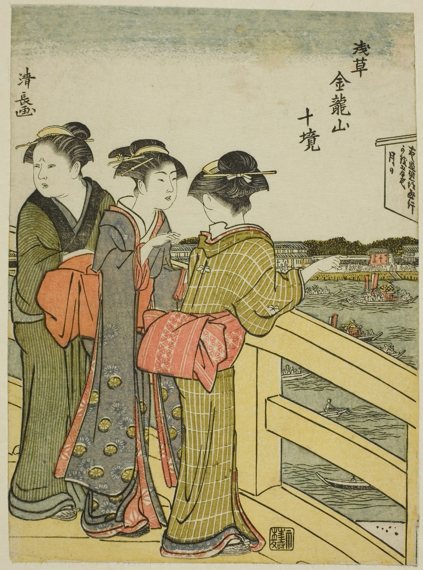 View from Azuma Bridge, from the series "Ten Precincts of Kinryuzan Temple in Asakusa (Asakusa Kinruzan jikkei)" by Torii Kiyonaga