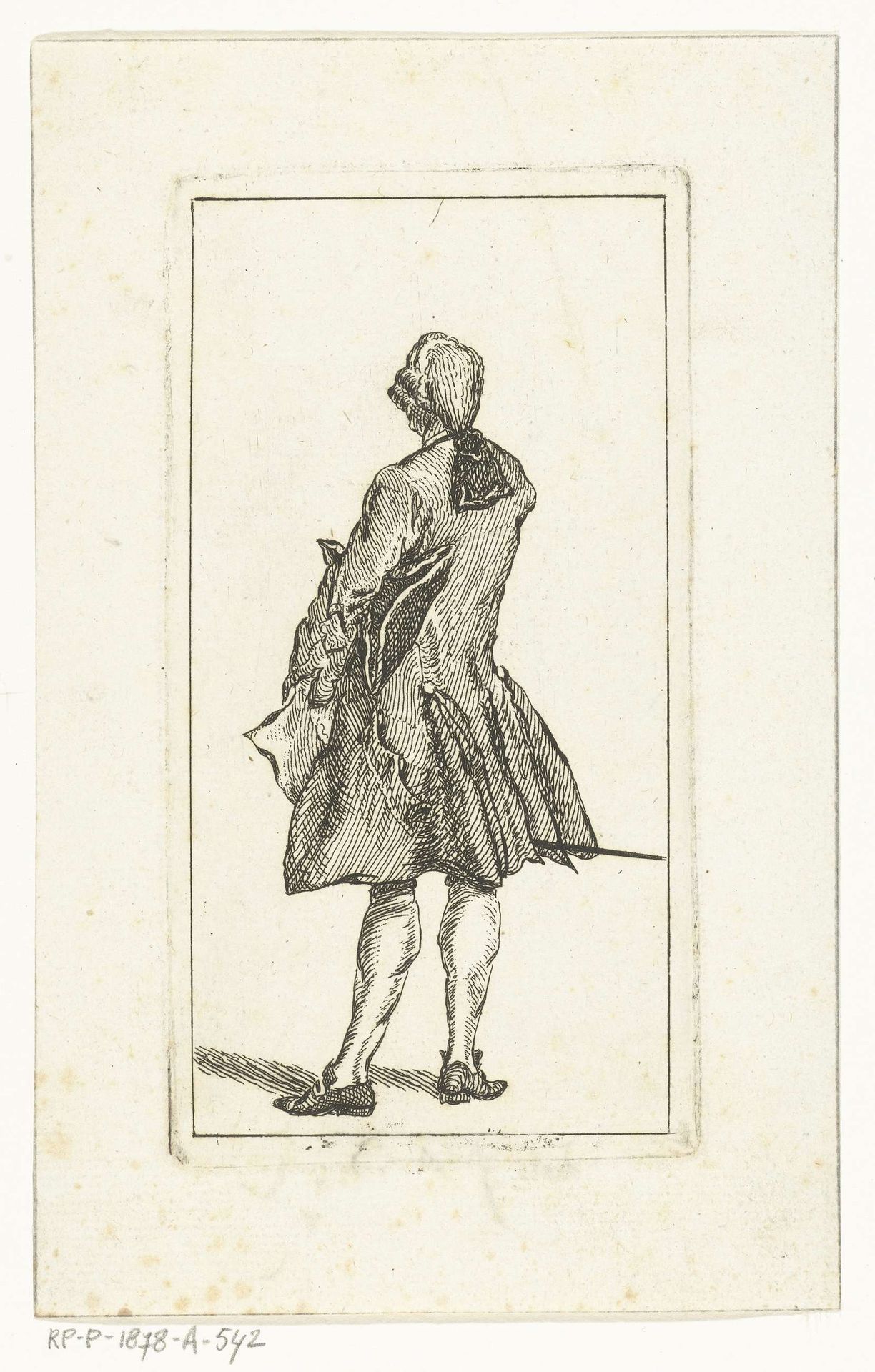 Staande man met staartpruik by Jan de Beijer