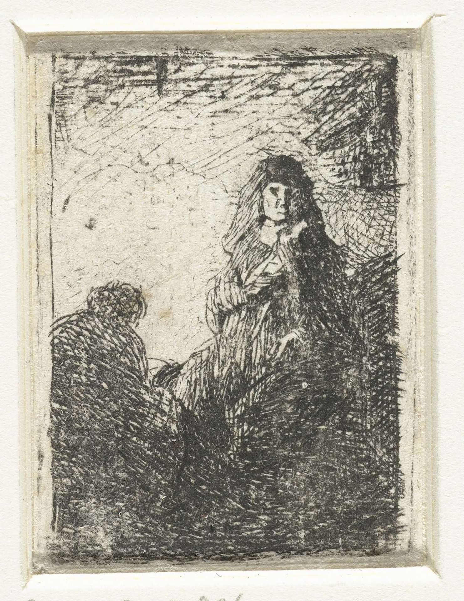Staande vrouw en zittende man by Jan Lievens
