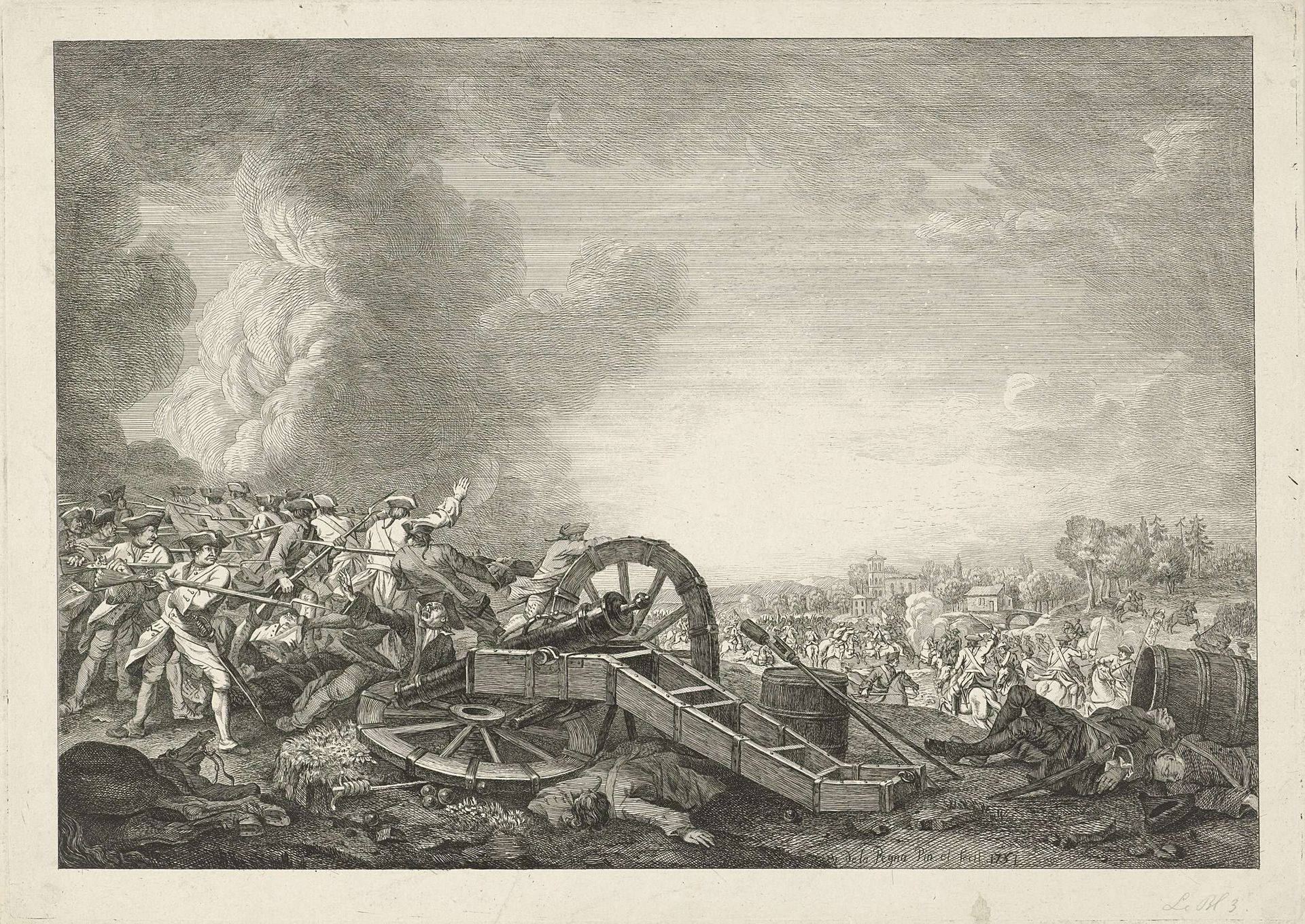 Landschap met een veldslag by Hyacinth de La Pegna