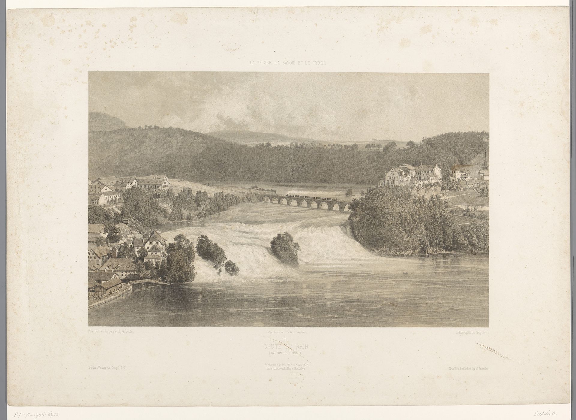 Landschap met Rheinfall bij Schaffhausen by Eugène Cicéri