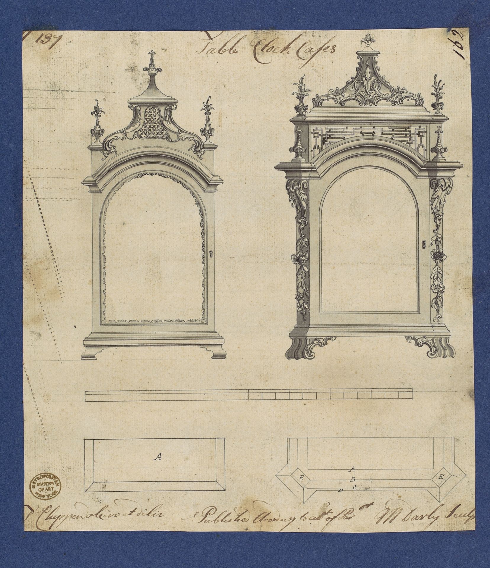 Table Clock Cases, in Chippendale Drawings, Vol. I by Thomas Chippendale