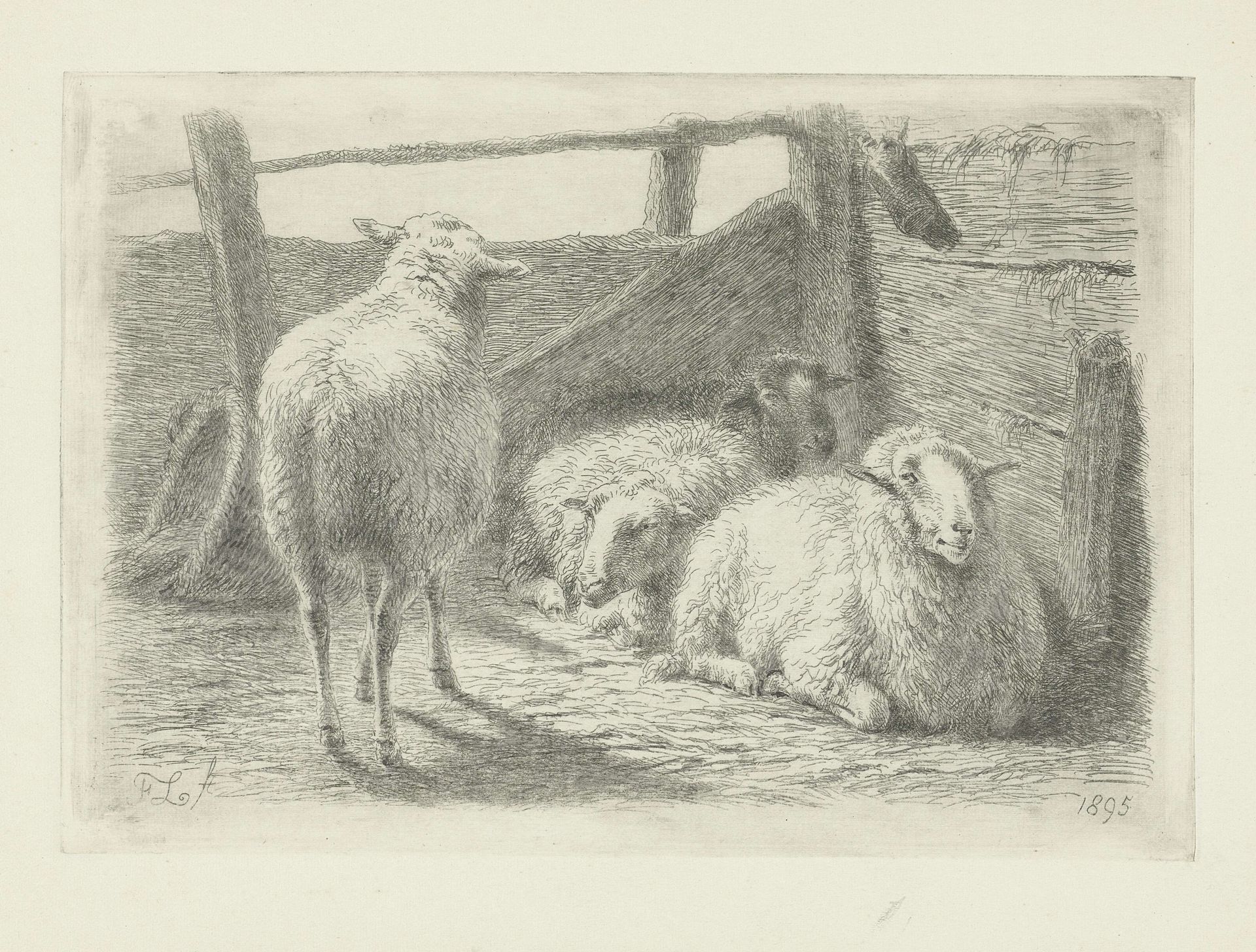 Vier schapen by Frans Lebret