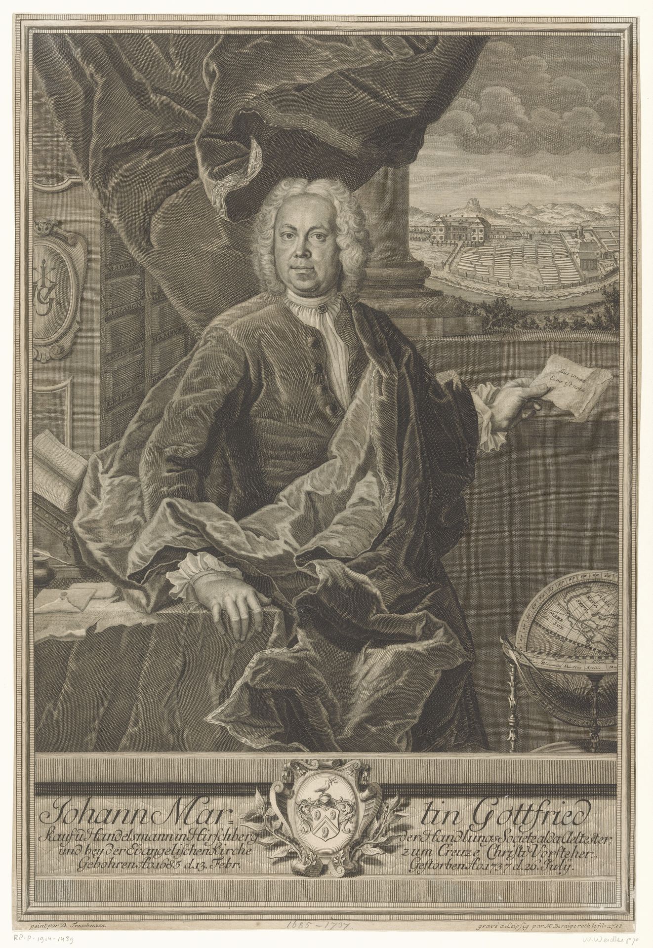 Portret van Johann Martin Gottfried by Johann Martin Bernigeroth