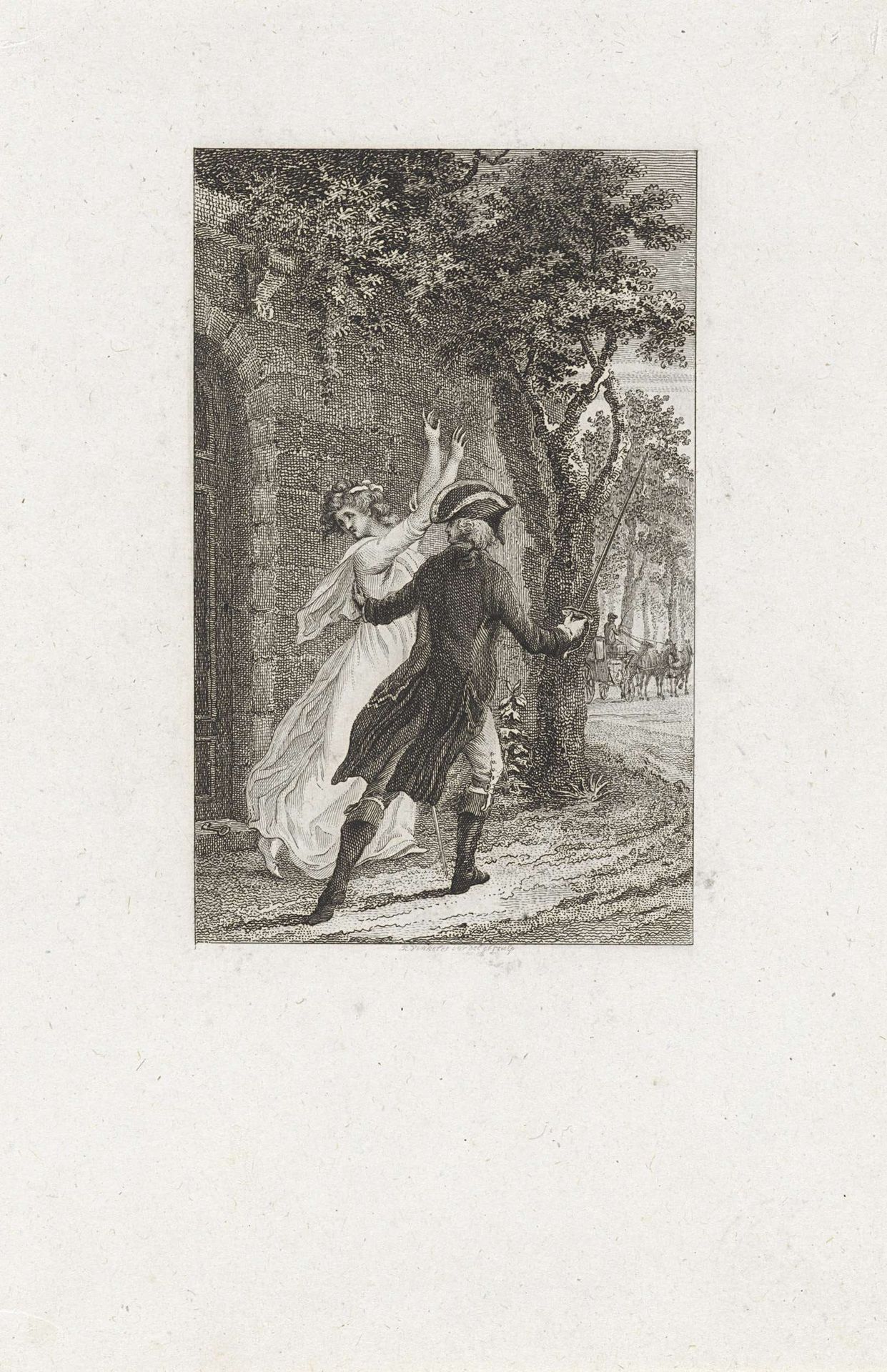 Man en vrouw op de vlucht by Reinier Vinkeles