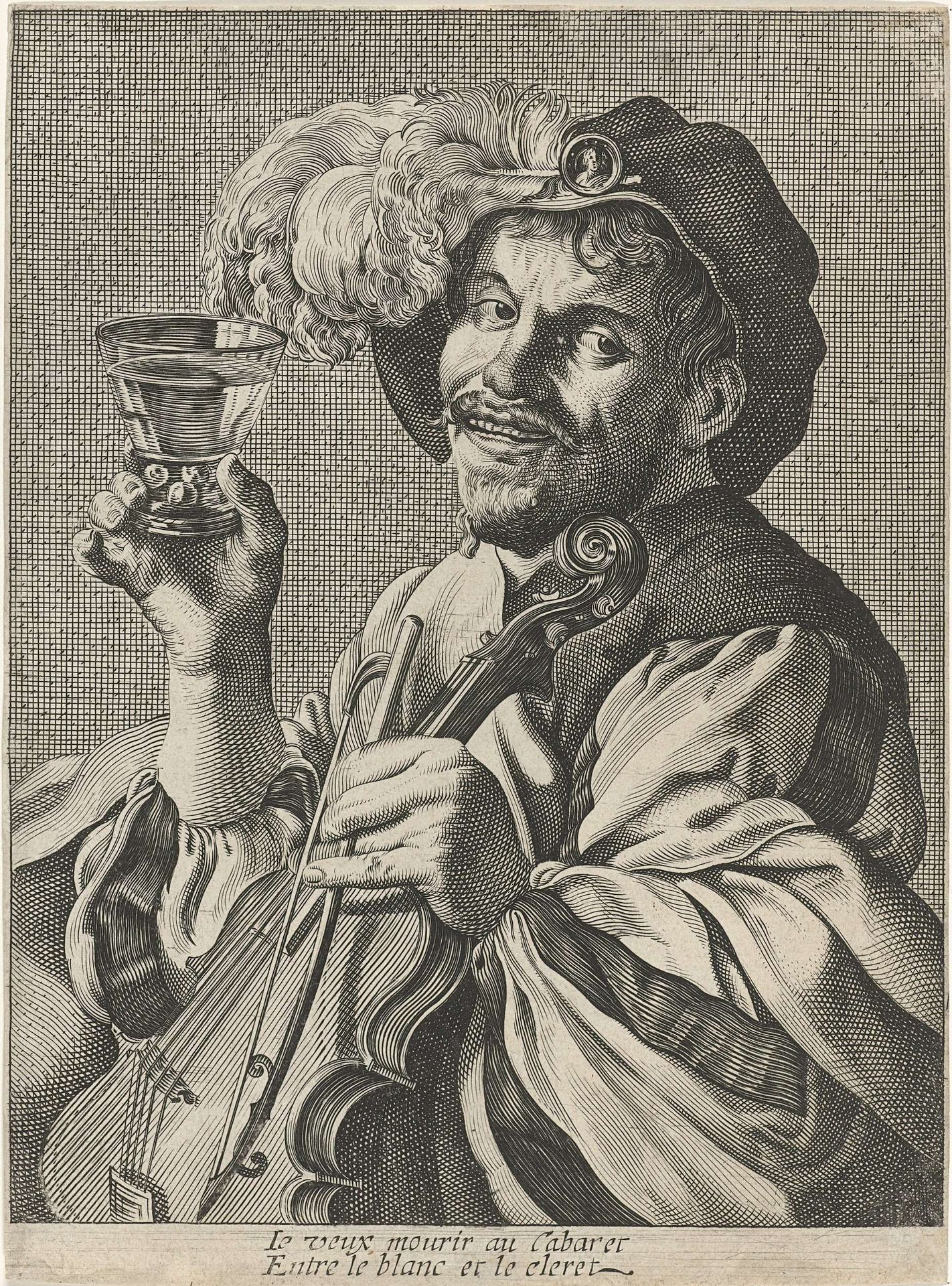 Man met viool en roemer by Theodor Matham
