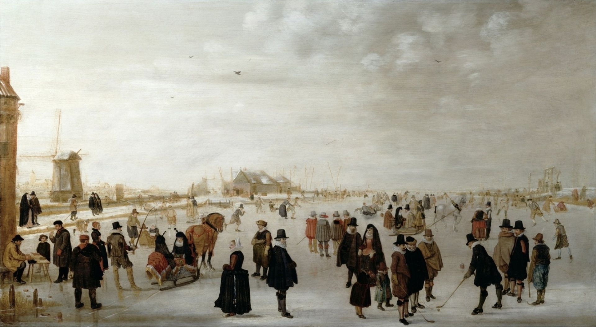 Winter Landscape on the River Ijesel near Kampen in the Netherlands by Hendrick Avercamp