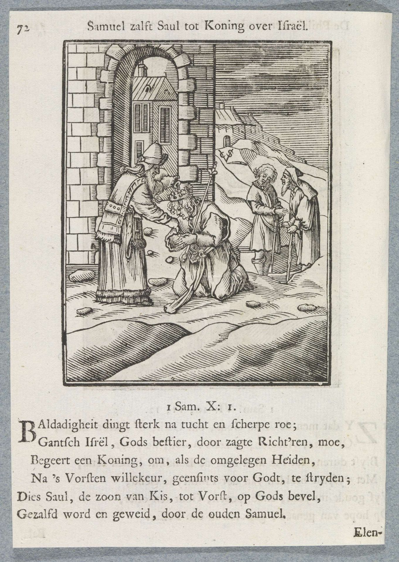 Saul door Samuël tot koning gezalfd by Christoffel van (II) Sichem