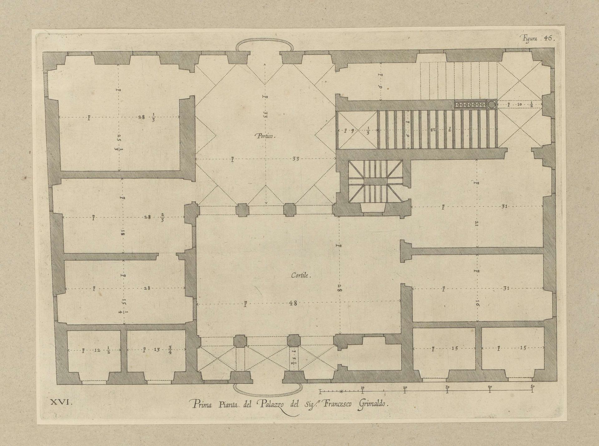 Plattegrond van de begane grond van het Palazzo Spinola di Pellicceria te Genua by Nicolaes Ryckmans