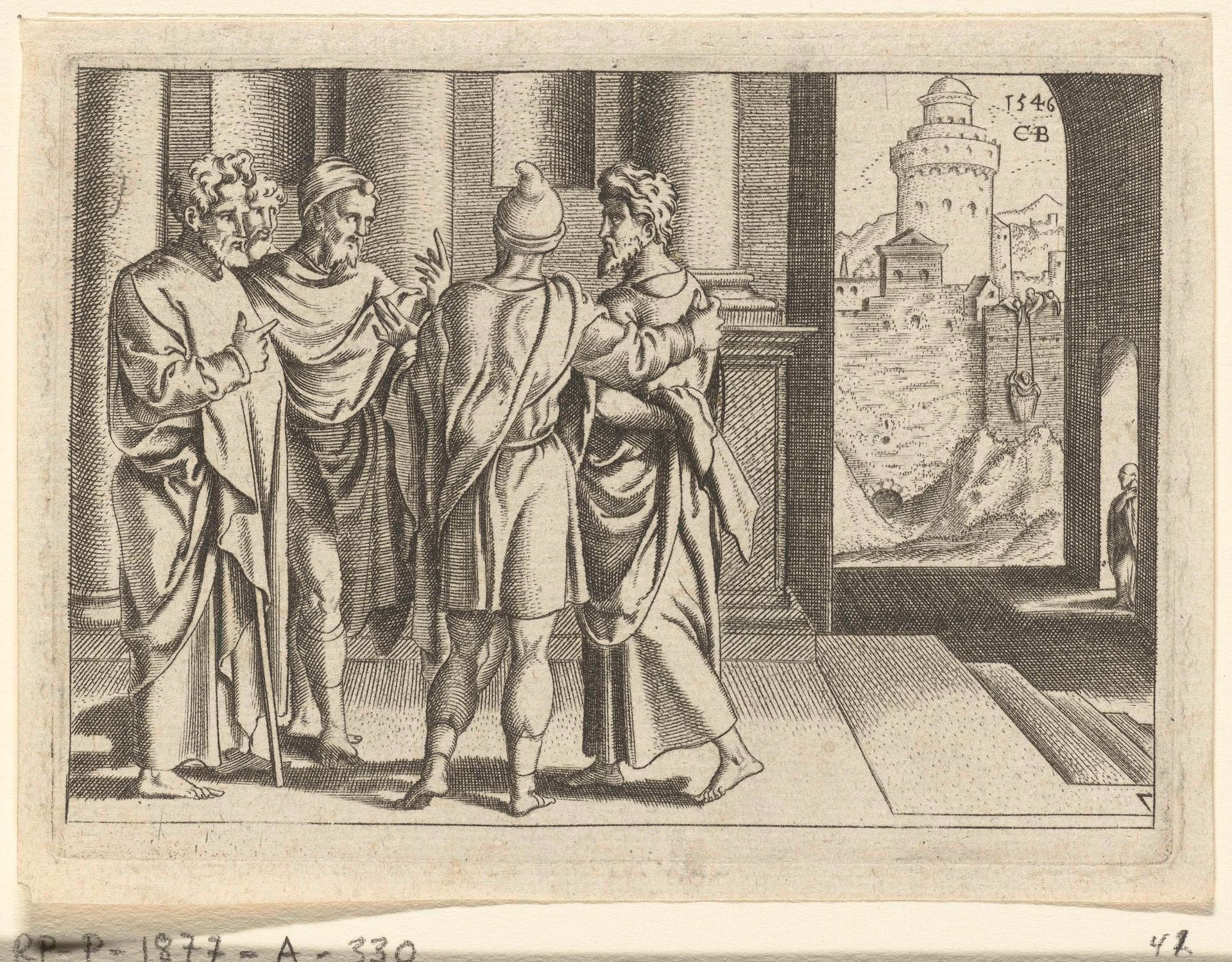 Barnabas brengt Paulus naar de apostelen by Cornelis Bos