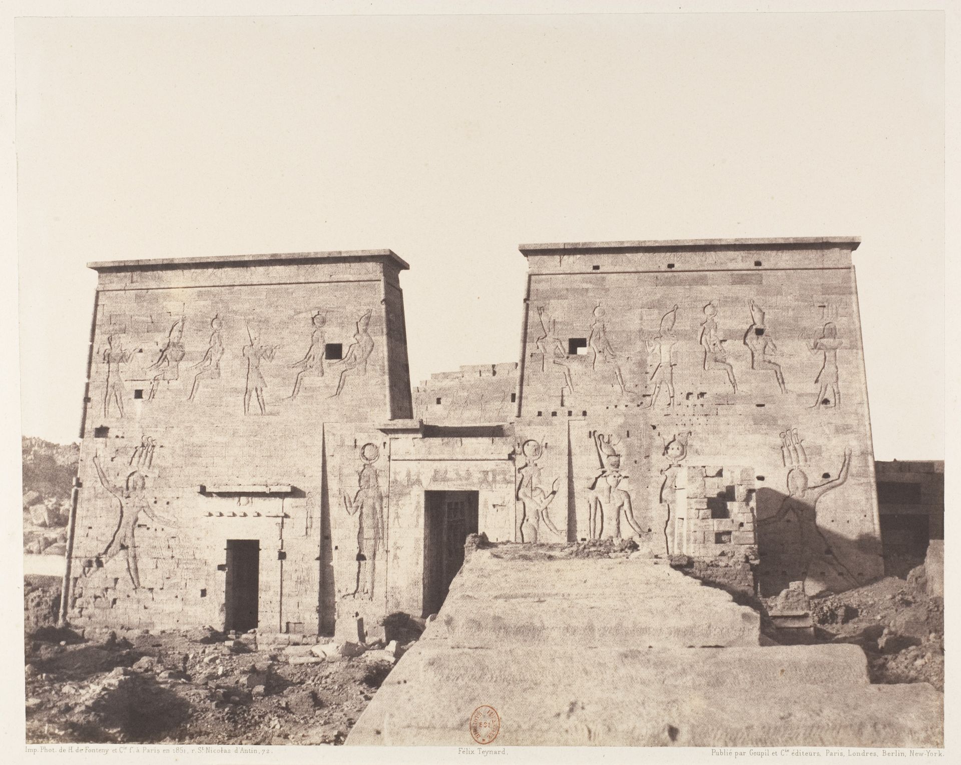 Ile de Fîleh (Philæ), Premier Pylône - Vue Prise de la Plate-Forme de la Colonnade Orientale en P by Félix Teynard