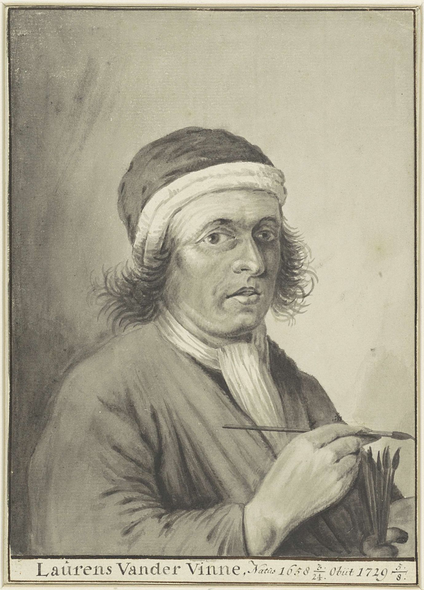 Portret van de schilder Laurens Vincentsz. van der Vinne by Anonymous
