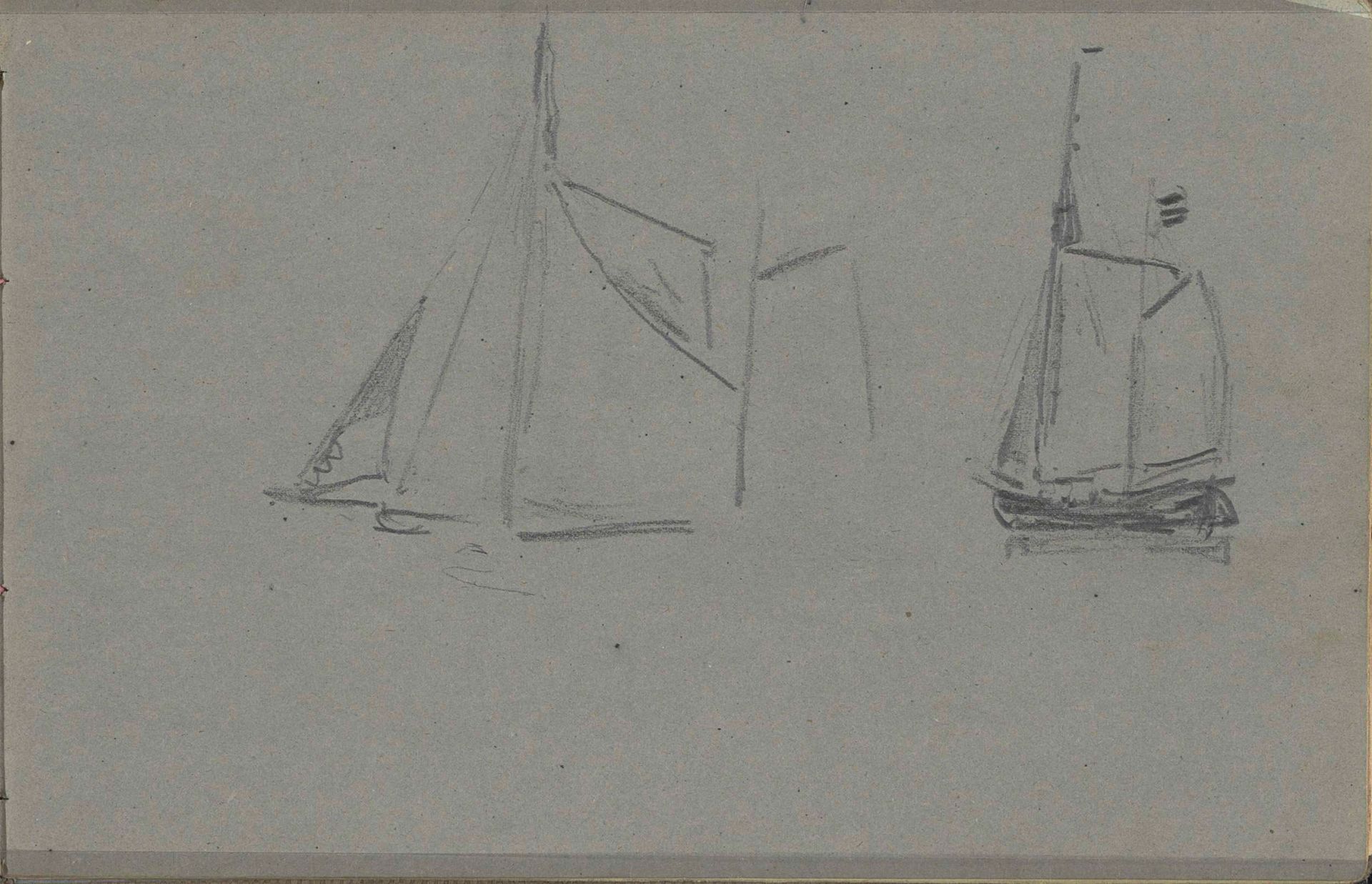 Studieblad met schepen by Louis Apol