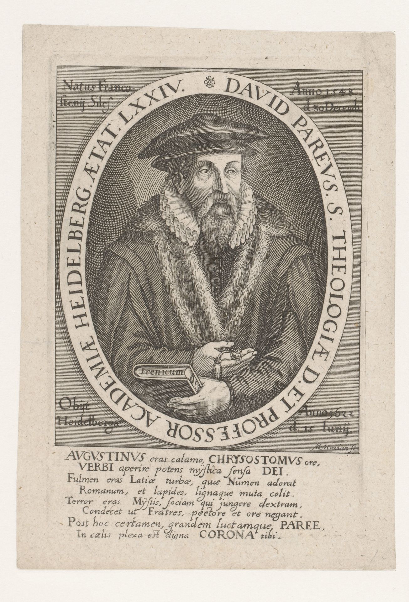 Portret van David Pareus II by Matthäus (I) Merian