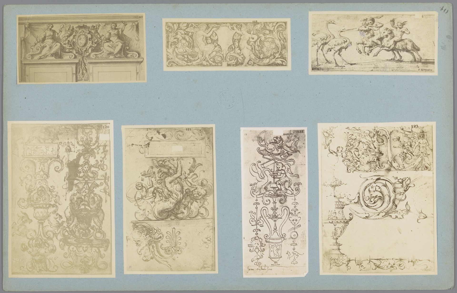 Zeven fotoreproducties van tekeningen van ornamenten by Anonymous