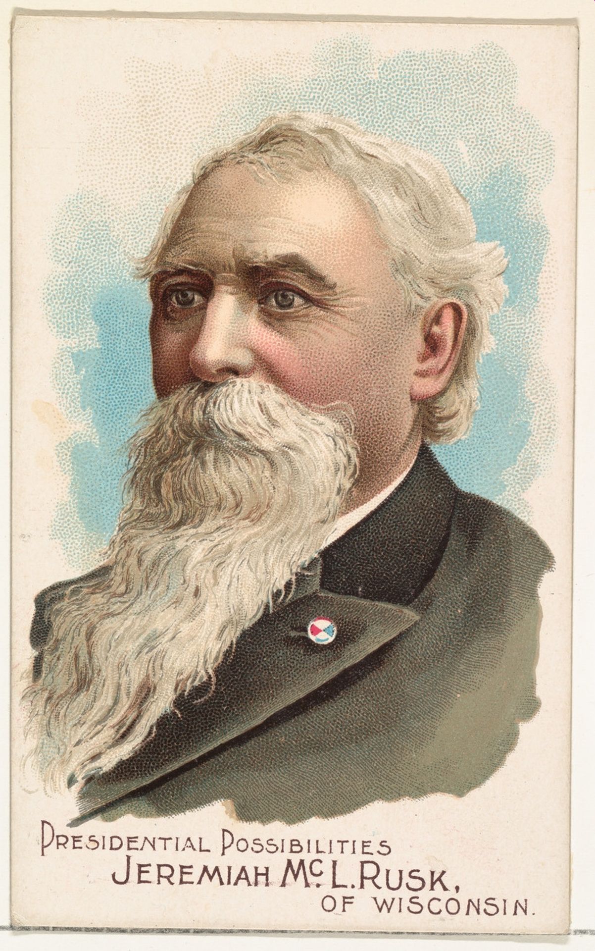Jeremiah McL. Rusk of Wisconsin, from the Presidential Possibilities series (N124) issued by Duke Sons & Co. to promote Honest Long Cut Tobacco by W. Duke, Sons & Co.