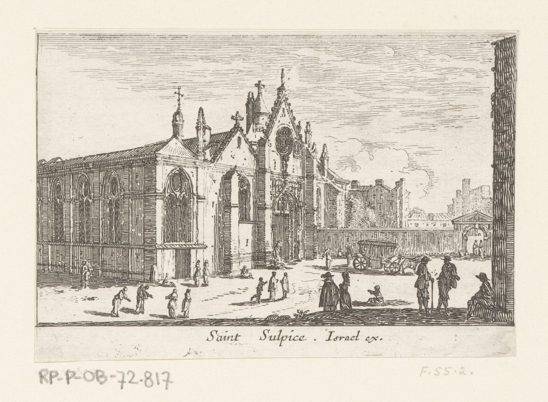 Gezicht op de kerk van Saint-Sulpice by Israel Silvestre