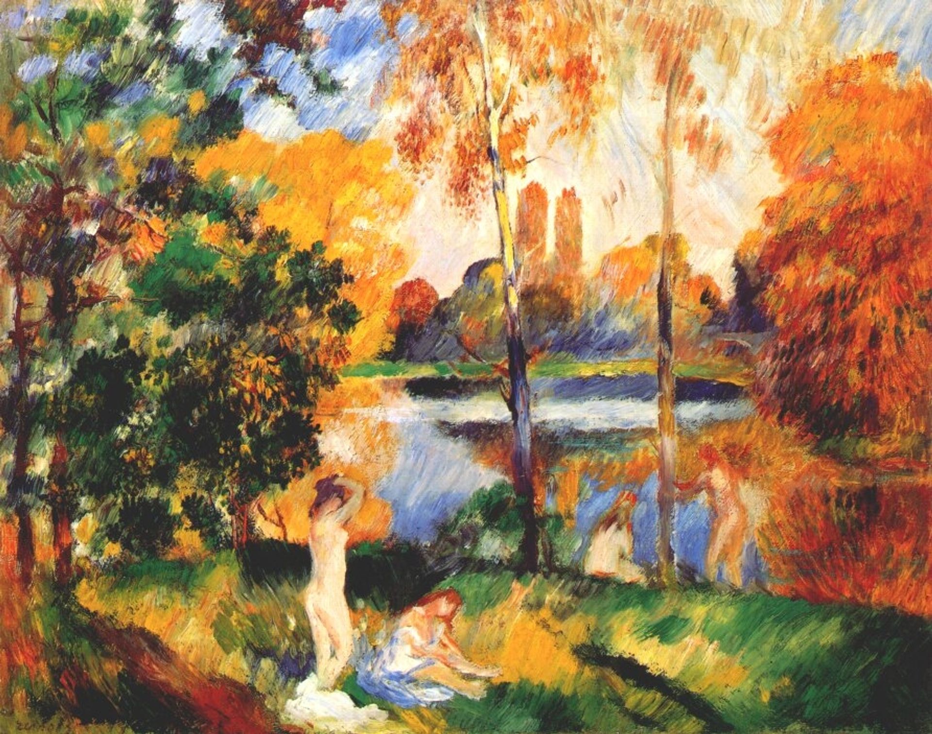 Landscape with female bathers by Pierre-Auguste Renoir