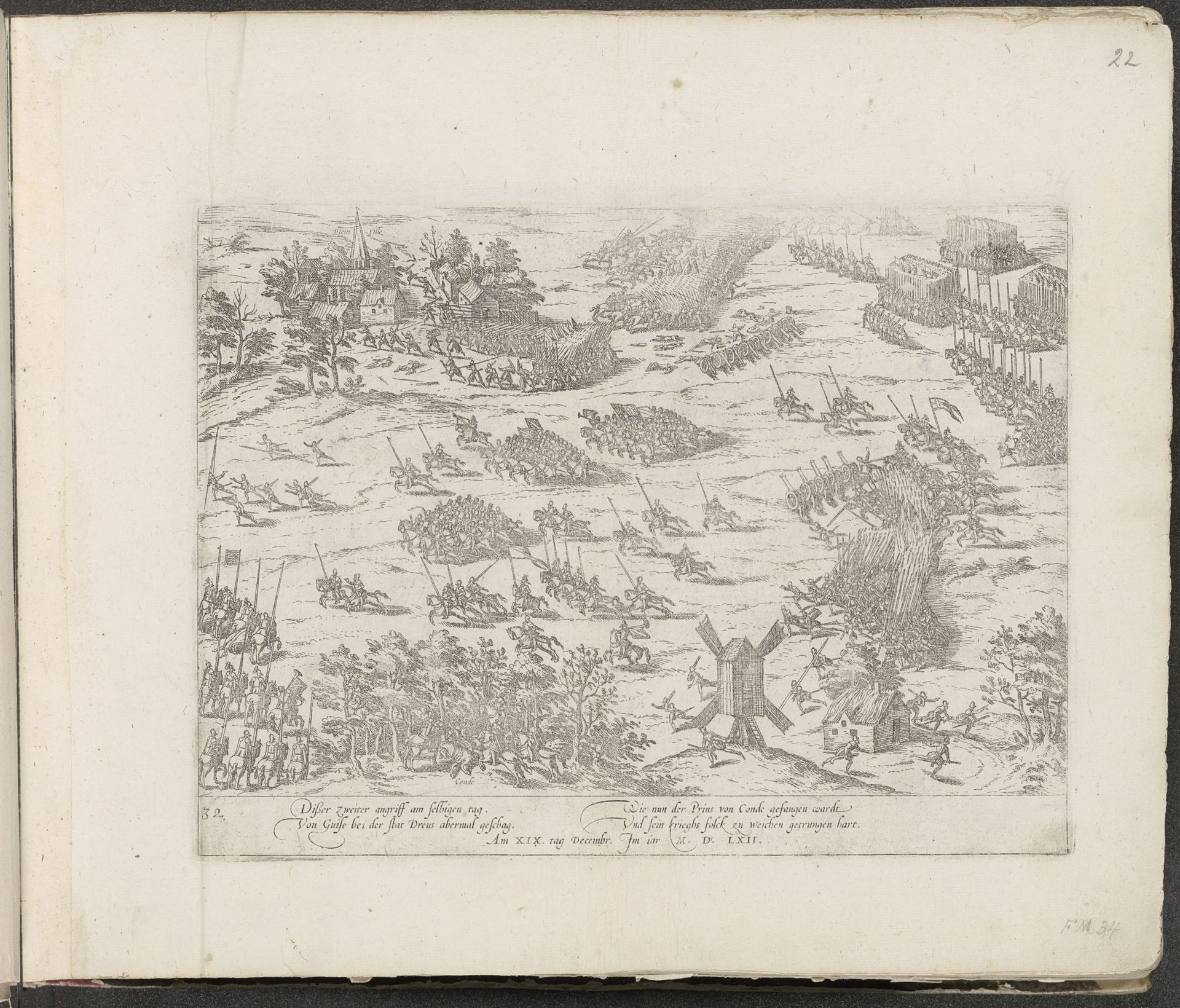 Slag bij Dreux, tweede treffen, 1562 by Frans Hogenberg