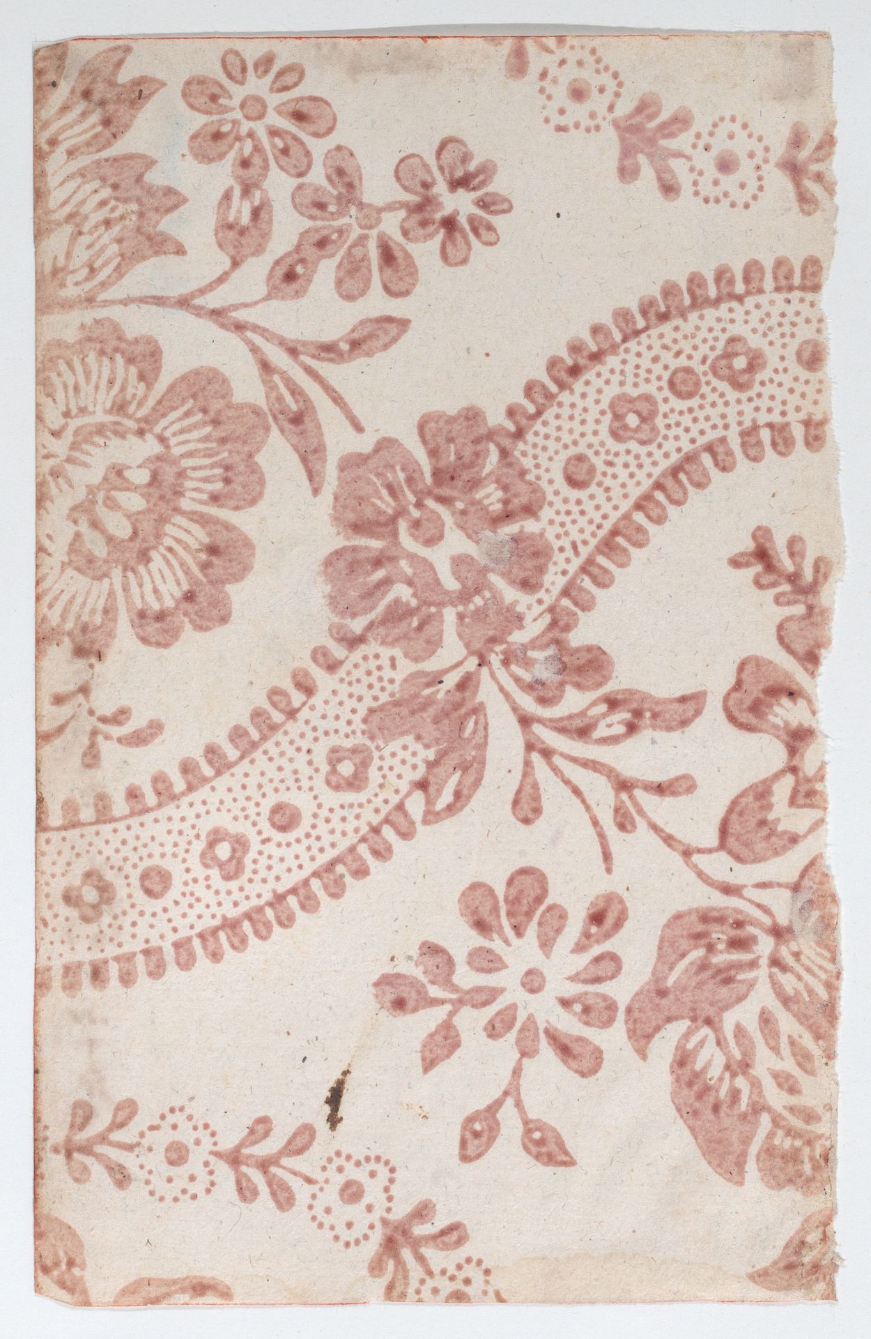 Sheet with overall red floral pattern by Anonymous