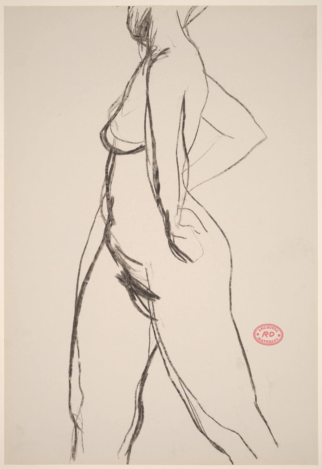 Untitled [side view of nude with her arms akimbo] by Richard Diebenkorn