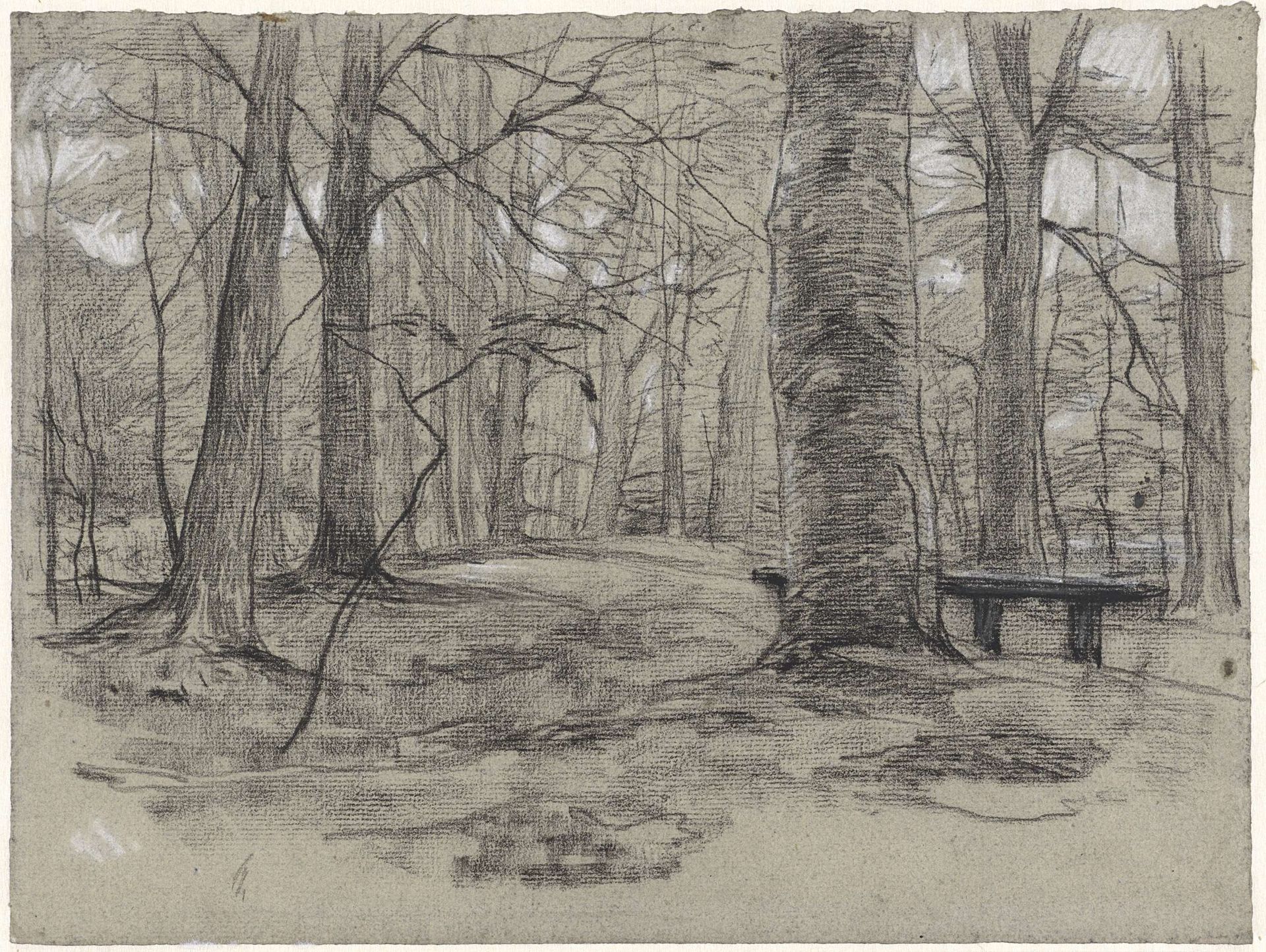 Bankje in het bos by Egbert Rubertus Derk Schaap