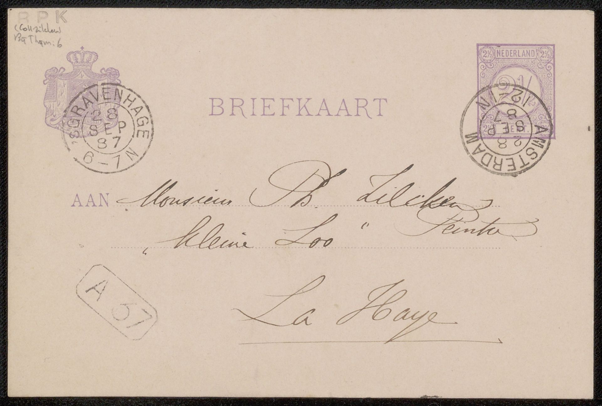 Briefkaart aan Philip Zilcken by Catharina Alberdingk Thijm