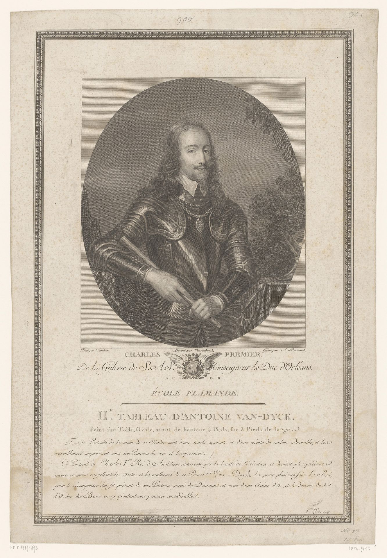 Portret van Karel I by Antoine Louis Romanet